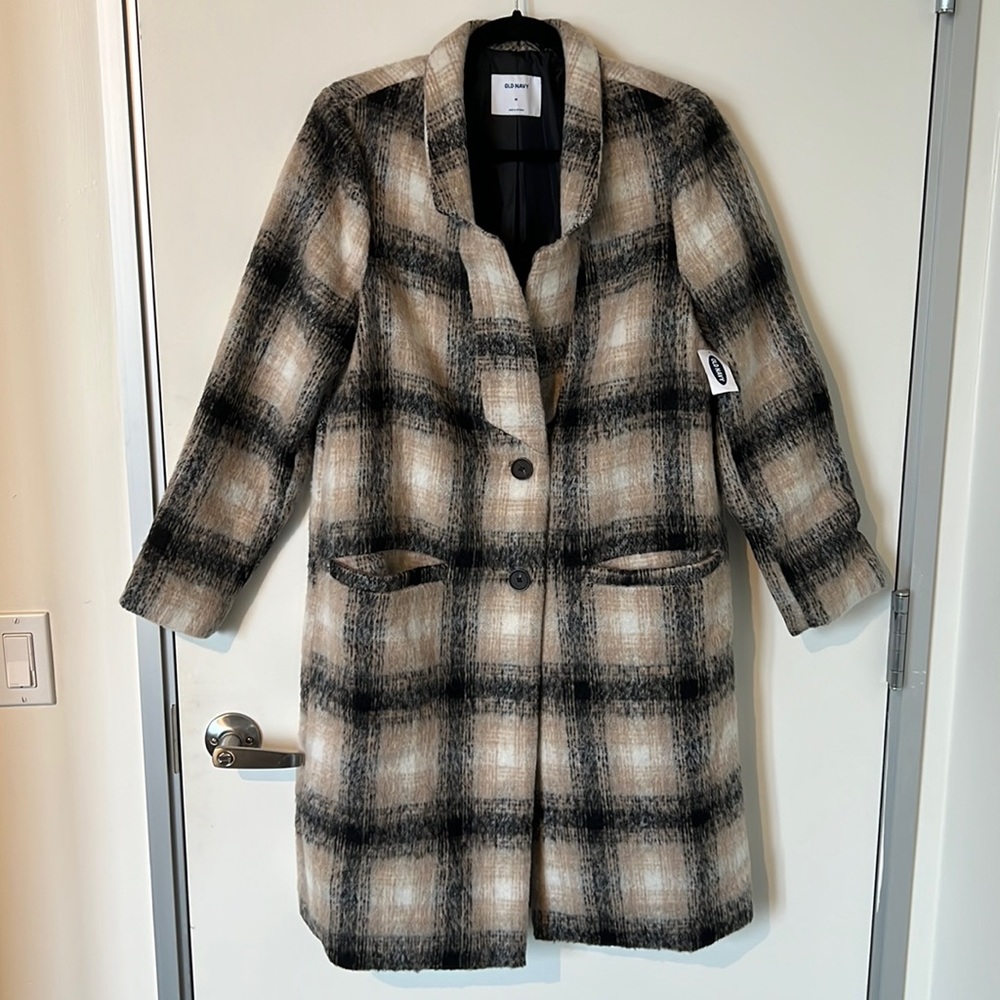 Old Navy plaid pea coat new